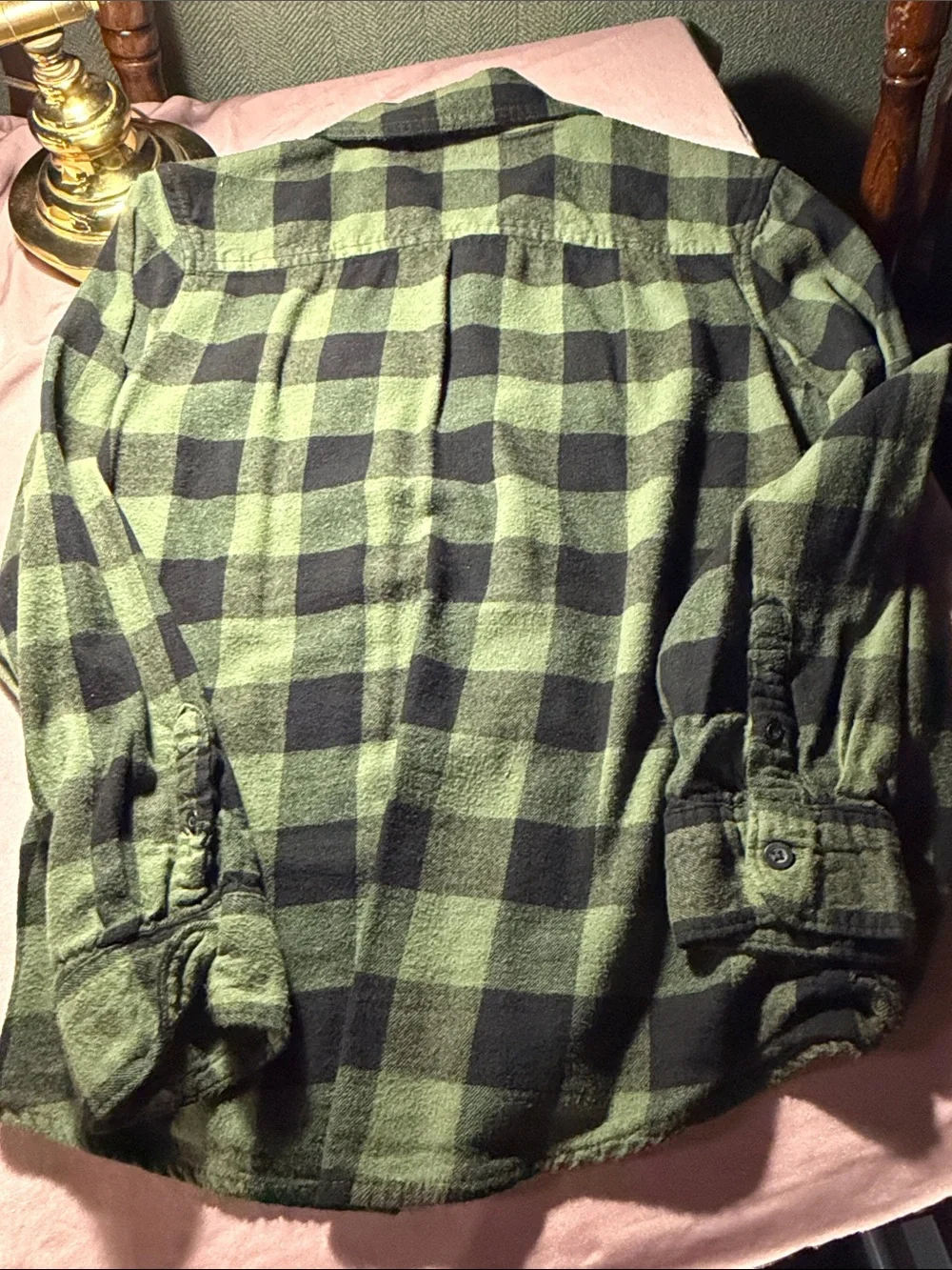 wonder nation Olive and Black Buffalo Plaid Button-Up Shirt